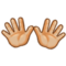 Open Hands - Medium Light emoji on Samsung